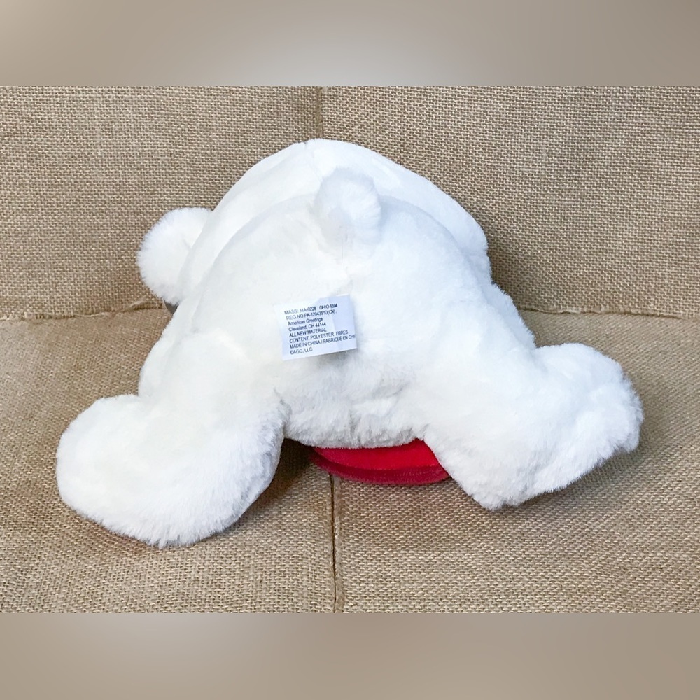 Carlton Cards White Teddy Bear w Heart Plush Stuffed Animal Valentines Romance - Picture 4 of 4